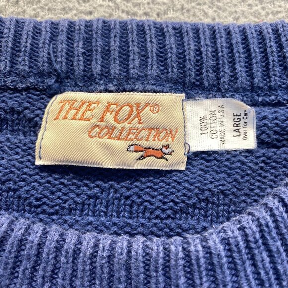Vintage Fox Collection Geometric Knit Blue Sweater Women's Size L Made in USA - Picture 3 of 9